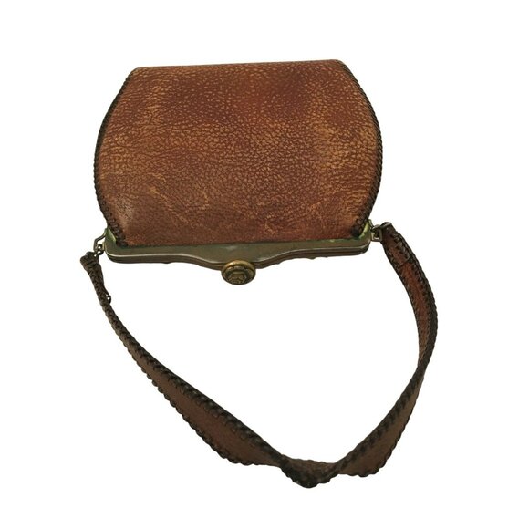 Vintage Handcrafted Leather Purse With Ornate Brass Clasp - Picture 7 of 11